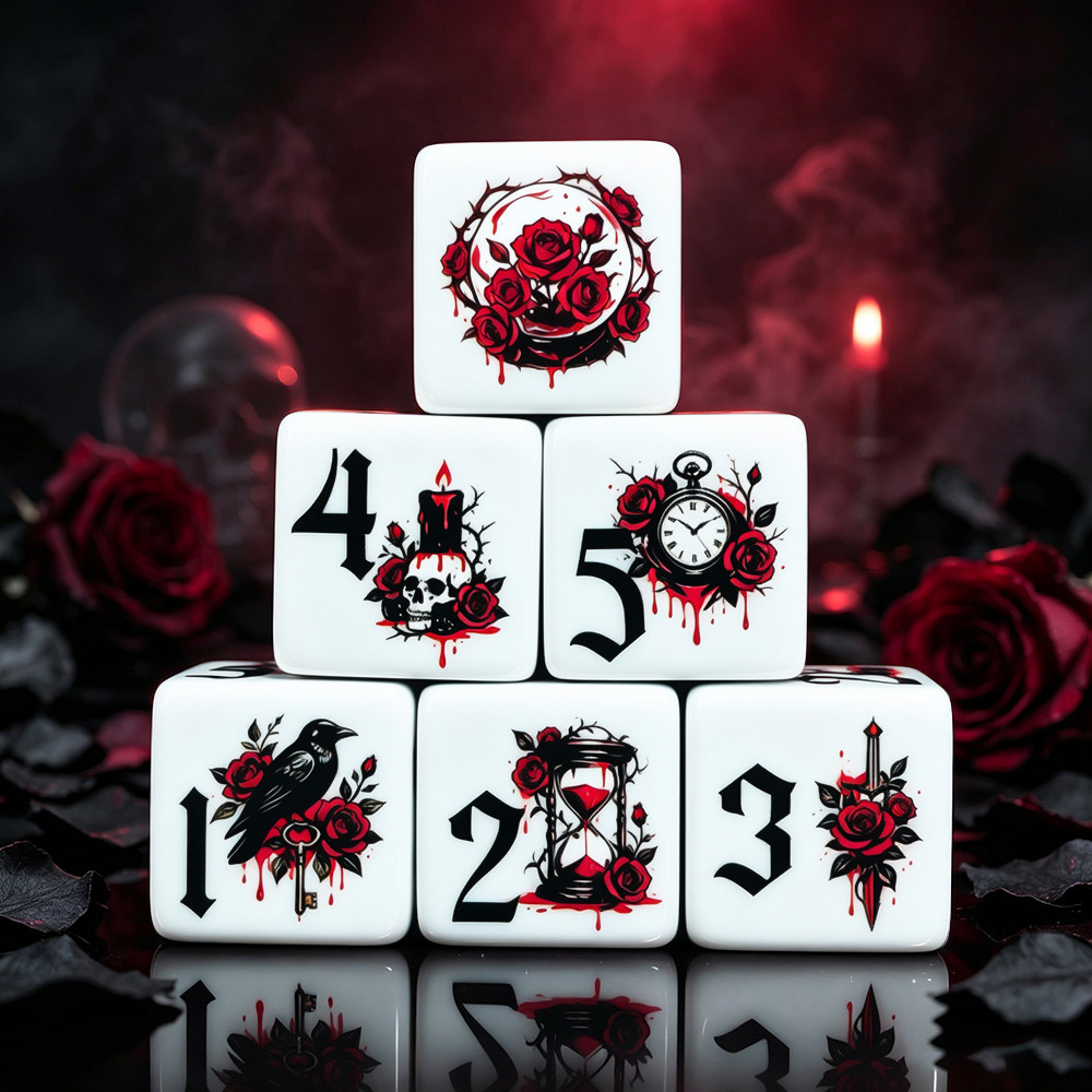 Board Game Live - 12 Stück Gotische Rosen 16MM Bedruckte